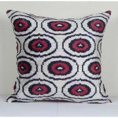 18" x 18" Handmade Decorative Ikat Velvet Pillow