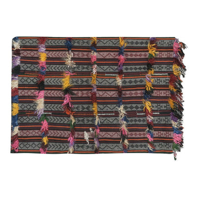 Vintage Goat Hair Turkish Kilim Rug with Tulu Details 3'7" X 5'2"