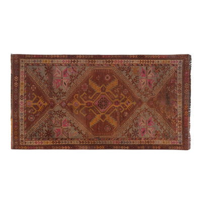 Hand-Knotted Faded Turkish Kurdish Runner Herki Rug 3'8'' x 6'4''