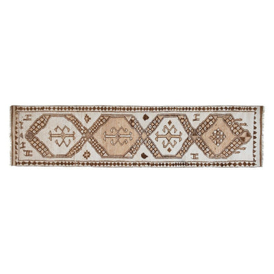 Natural White Herki Turkish Hand-Knotted Runner 2'9" X 11'6"
