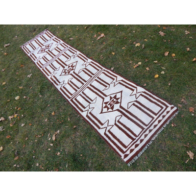 Vintage Kurdish Kilim Runner Pure Natural Turkish Herki Kilim Rug 2'7'' x 10'4''