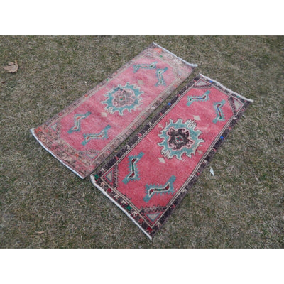 Matching Small Oriental Style 2 Rug Mats, Area Rug Woven Doormat Pair Carpets