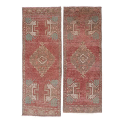 1970s Vintage Petite Turkish Rug - a Pair 1'7" X 4'2"