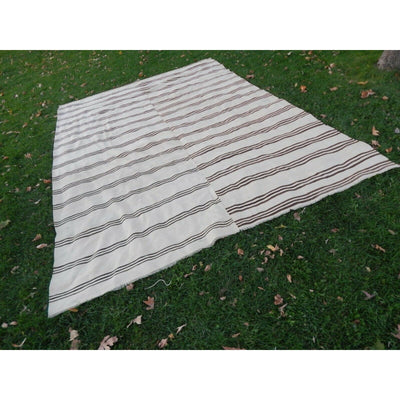 Vintage Striped Turkish Hemp Kilim Rug * Dining Room Carpet 9'2'' x 12'6''