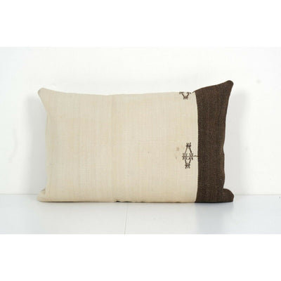 Organic Striped Kilim Lumbar Pillow Cover, Unique Patterned Organic Throw Lumbar