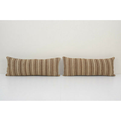 10" x 26" Set Vintage Striped Organic Hemp Kilim Pillow