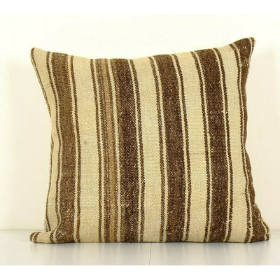 Square White Kilim Pillow, Tribal Vintage Kilim Pillow