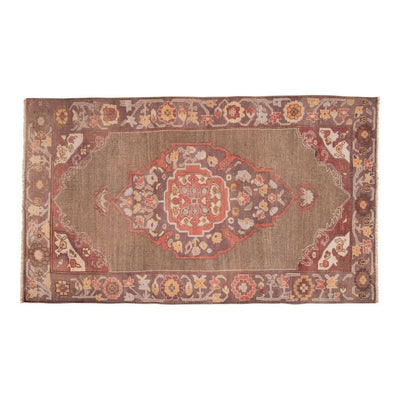 1960s, Handmade Vintage Turkish Karapinar Rug With Central Medallion 5' X 8'6"