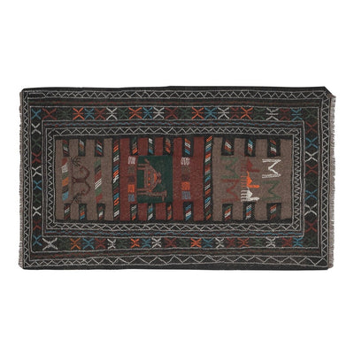 Vintage Animal Soumac Kilim Rug, Wall Hanging Tapestry