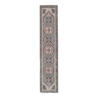 1970s Faded Turkish Oushak Runner Rug - Hallway Carpet 2.2 x 10.4 FT