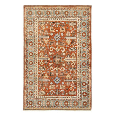 Caucasian Prepedil Pattern Carpet, Decorative Soft Colors Wool Rug 4'3" X 6'5"