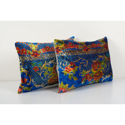 Bohemian Velvet Matching Pillow Case, Velvet Vintage Textile with Flower Design