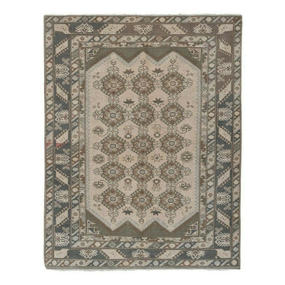Square Anatole Turkey Hand Knotted Art Deco Wool Rug, circa 1940 6'8" X 8'4"