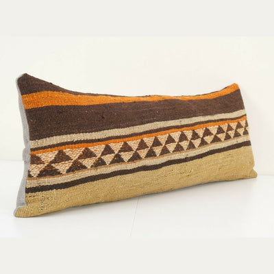 12" x 34" Queen Boho Woven Bedding Kilim Pillow Cover, Oversize Turkish Lumbar