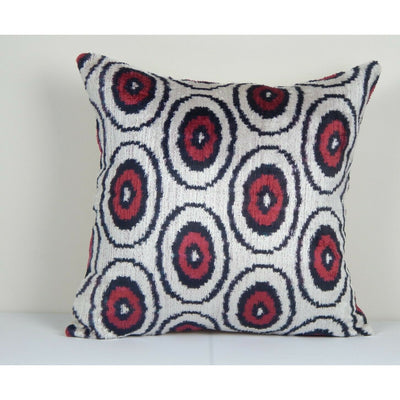 Velvet Silk ikat Pillow, Handmade Decorative Traditional Pillow 18" x 19''