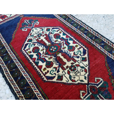 Vintage Woven Small Yastik Rug ,Turkish Traditional Wool Rug  1'10'' X 4'1''