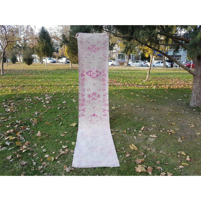 Distressed Rose Gold & Pink Color Kurdish Runner - Oushak Carpet 2'3'' X 11'1''