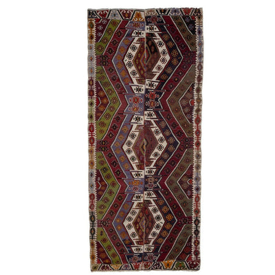 Vintage Long Jajim Kilim Runner 2'6" X 12'6"