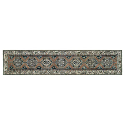 Distressed Turkish Oushak Long Stair Runner - Designer Carpet 2'7" X 12'8"