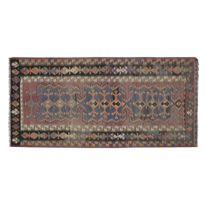 Vintage Turkish Anatolian Purple Wool Room Size Kilim Rug - Oushak Tribal Kilim