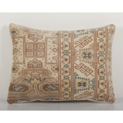 Muted Carpet Rug Pillow, Faded Ethnic Turkish Yastik Cushion Cover