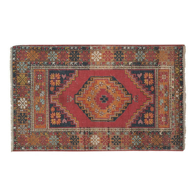 Vintage Oriental Turkish Red Oushak Rug 3'8" X 5'7"