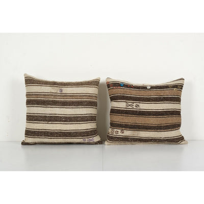 Vintage Turkish Striped Hemp Kilim Pillow Cover