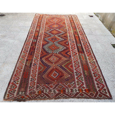Decorative Office Living Room Saloon Rug, Diamond Handmade Kilim Rug 4'7''x8'7''
