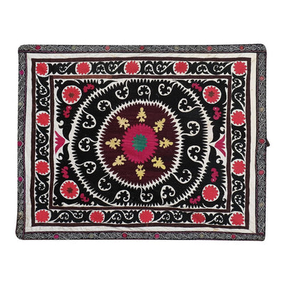 Central Asian Suzani Textile, Embroidered Cotton Bed Cover, Suzani Wall Hanging