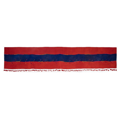 Minimalist Kilim, Red an Blue Perde from Eastern Anatolia, Turkey 3'4'' x 17'7''