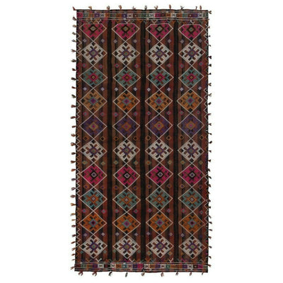 Turkish Tribal Nomadic Flat Weave Pink Tone Kilim Rug 5'4" X 10'7"