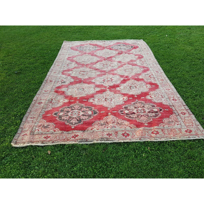1970s Vintage Turkish Light Red Oushak Rug, Living Room Rug, Oversized Carpet