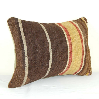 Vintage Turkish Hemp Kilim Pillow Cover 14" X 20" Rustic House Decor