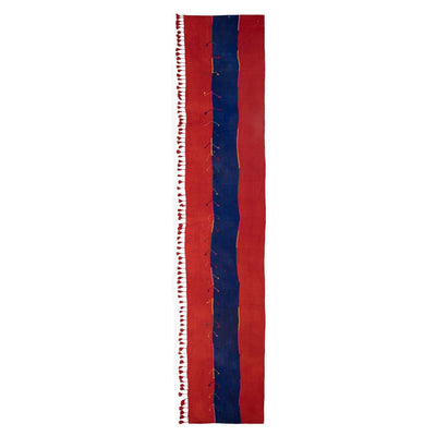 Minimalist Kilim, Red an Blue Perde from Eastern Anatolia, Turkey 3'4'' x 17'7''