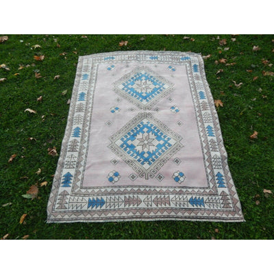 Vintage Pastel Turkish Anatolian Kars Oushak Rug 5'1'' X 6'3''