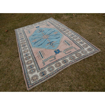 Mid-Century Vintage Handmade Turkish Kars Rug 5'4'' x 7'9''