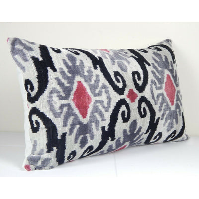 Extra Long Velvet Ikat Pillow Cover, Rare Size Velvet Cushion Cover 15" x 27"