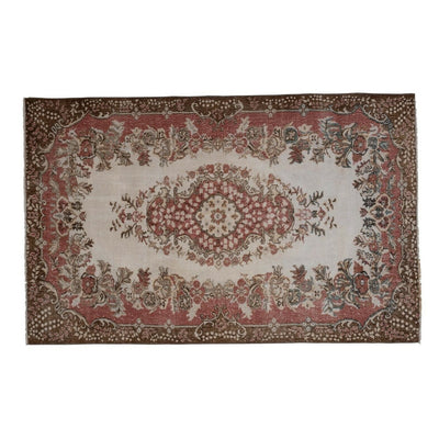 Vintage Hand Knotted Turkish Oushak Rug 5.8 x 9.1 ft. for Home and Office Decor