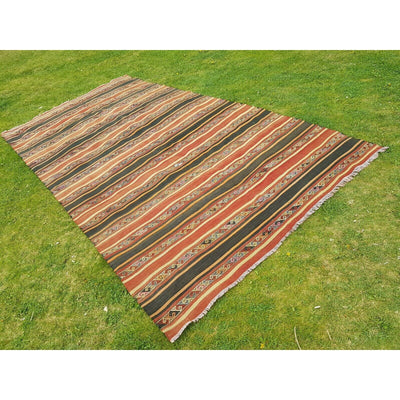 1970s Vintage Handmade Turkish Flatweave Kilim Rug - 5'8'' x 10'11''