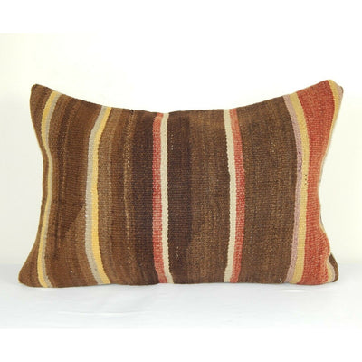 Turkish Tribal Decorative Kilim Lumbar Pillow Case, Couch Pillow, 16" X 24"