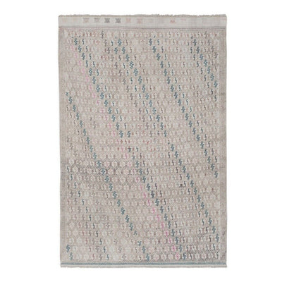 Handwoven Pastel Color Diamond Pattern Turkish Kilim Rug