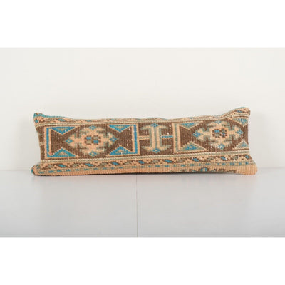 Bohemian Hippie Bedding Rug Pillow Cover, Turkish Lumbar Pillow with Mid Century