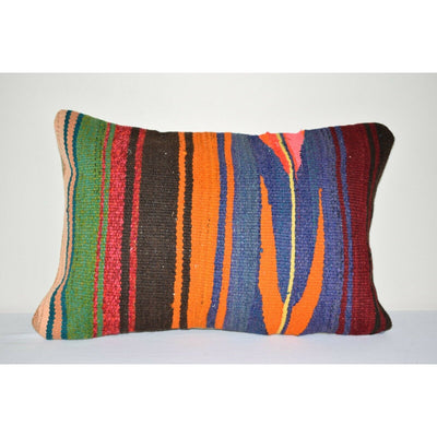 14" X 20" Vintage Turkish Lumbar Pillow, Tribal Design Anatolian Cushion Cover