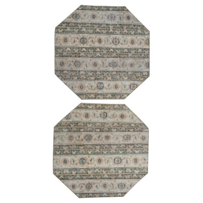 Set of Two Hexagon Small Turkish Rug 3'4" X 3'5"