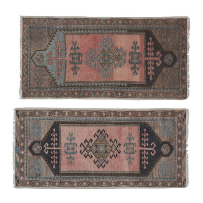 Pair of Turkish Rug, Small Handmade Distressed Oushak Rug