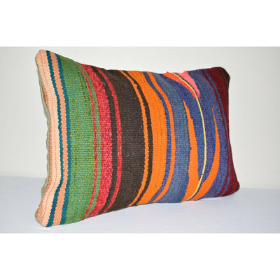 14" X 20" Vintage Turkish Lumbar Pillow, Tribal Design Anatolian Cushion Cover