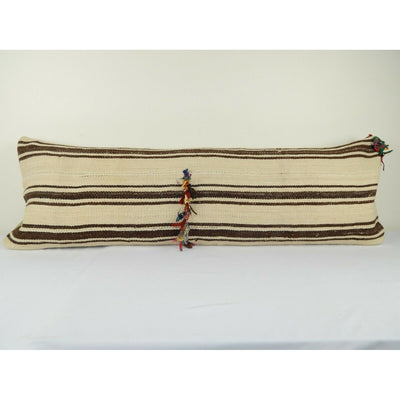 Vintage Hemp Turkish Bedding Kilim Pillow, Handwoven Kilim Pillow, 16" X 48"