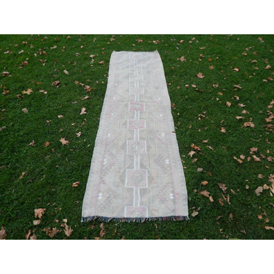 Distressed Vintage Kurdish Hand Knotted Herki Kilim Runner 2'11'' X 9'7''