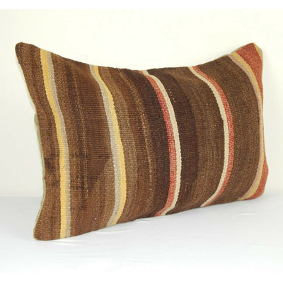 Turkish Tribal Decorative Kilim Lumbar Pillow Case, Couch Pillow, 16" X 24"