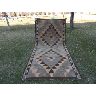 1950s Vintage Diamond Turkish Kilim Rug - 4'8'' x 9'4''